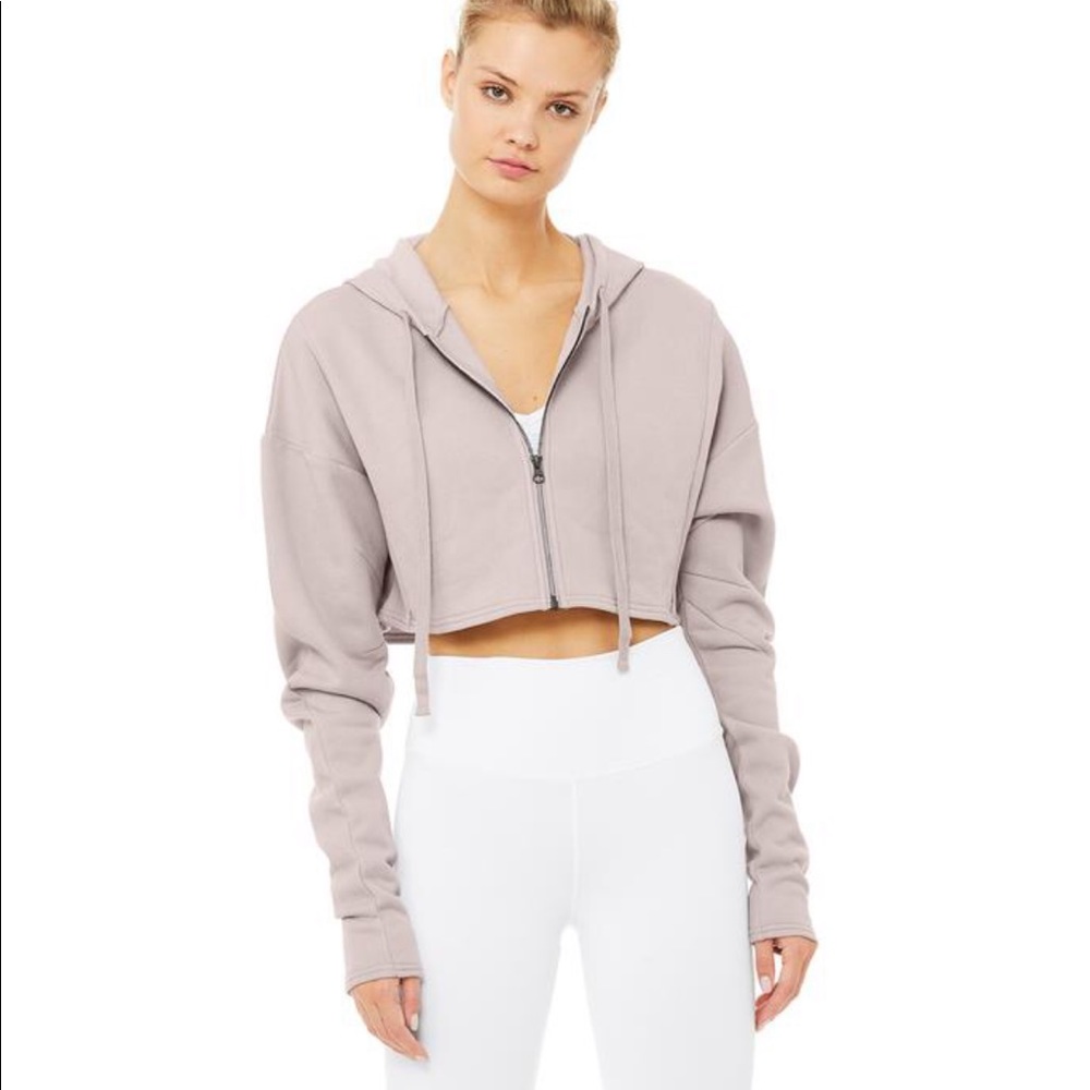 Alo Yoga Extreme Cropped Hoodie in Lavender Cloud